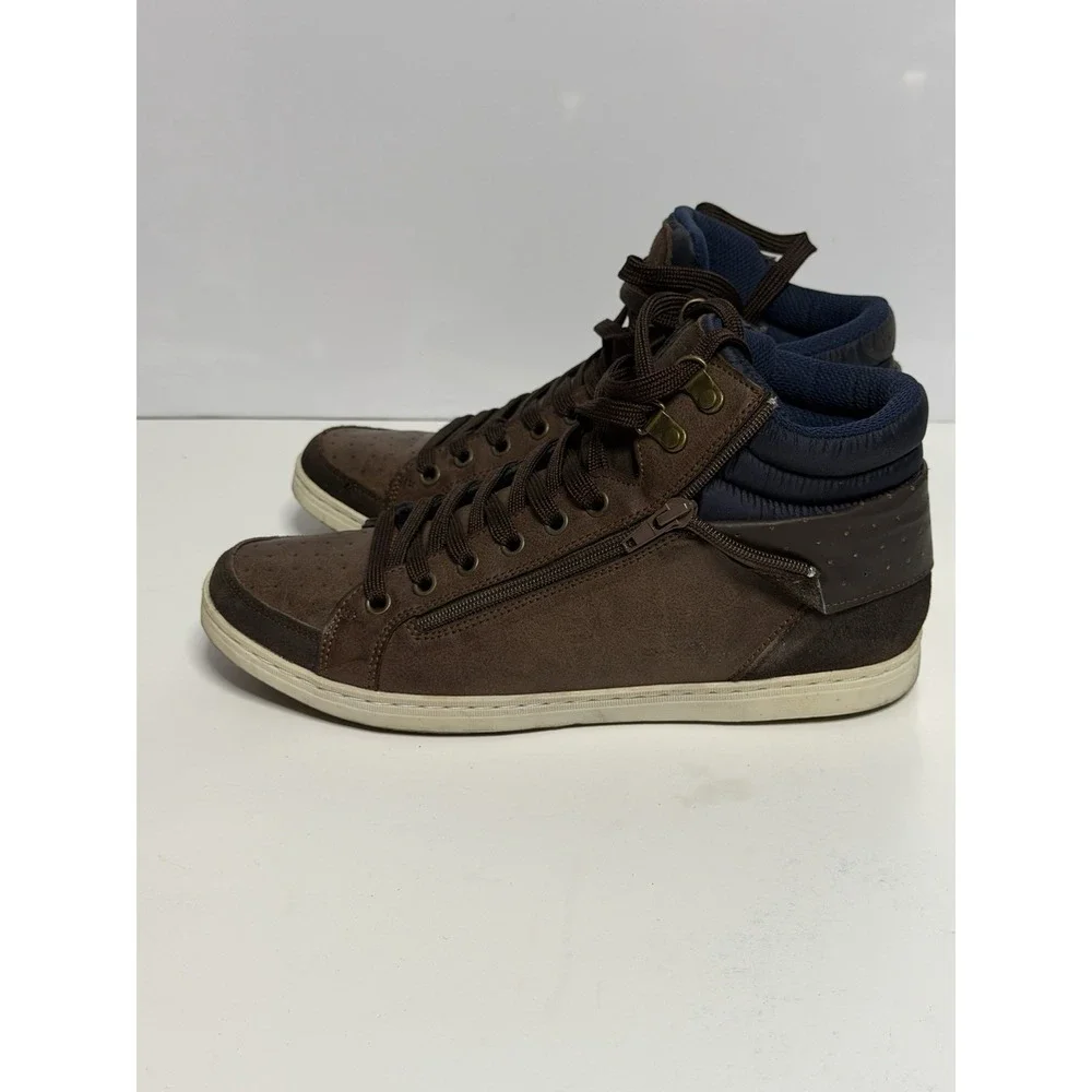 Steve Madden Men's P-Depot Lace up Leather Sneaker Cognac Rust Lea Size 8